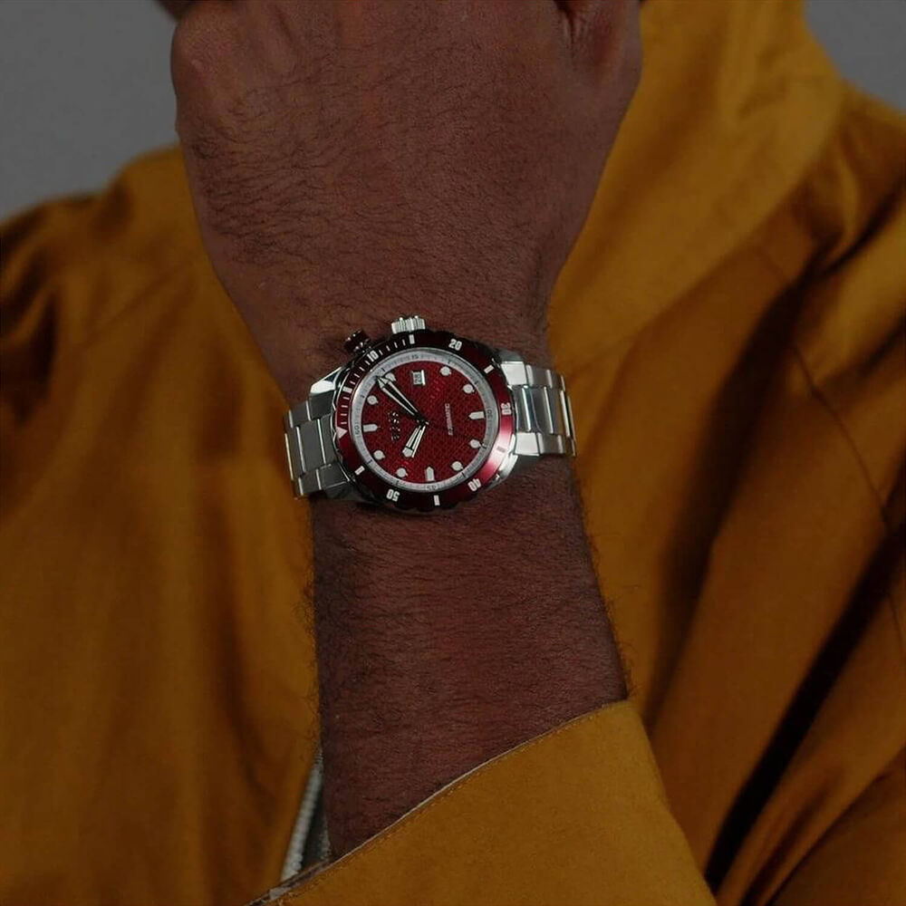 BOSS Bossmatic 42mm Red Dial Stainless Steel Bracelet Watch image number 3