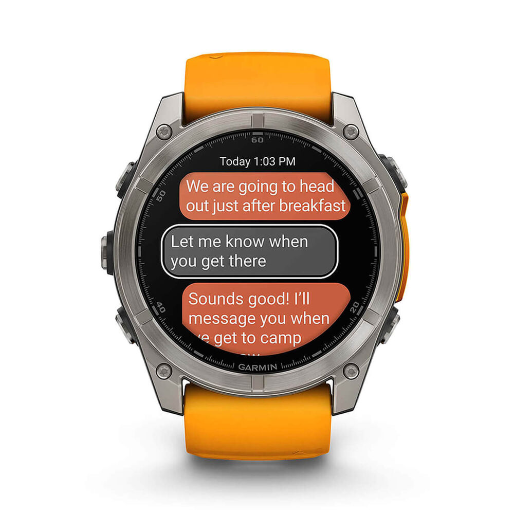 Garmin fenix® 8 AMOLED Sapphire 51mm Titanium Case Spark Orange Graphite Silicon Strap Watch image number 9