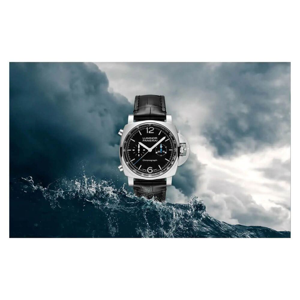 Panerai Luminor 44mm Chrono Black Dial Strap Watch image number 2