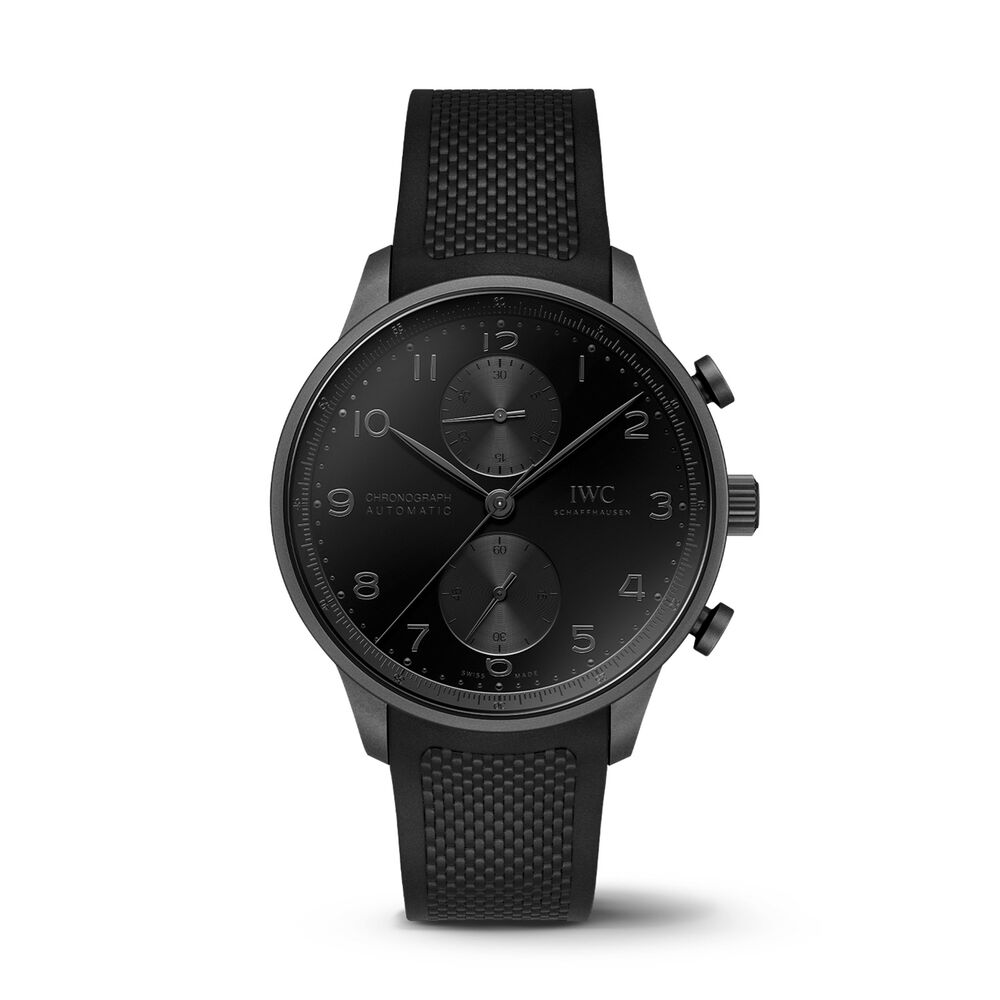 IWC Schaffhausen Portugieser Chronograph Ceratanium 41mm Black Dial Rubber Strap Watch