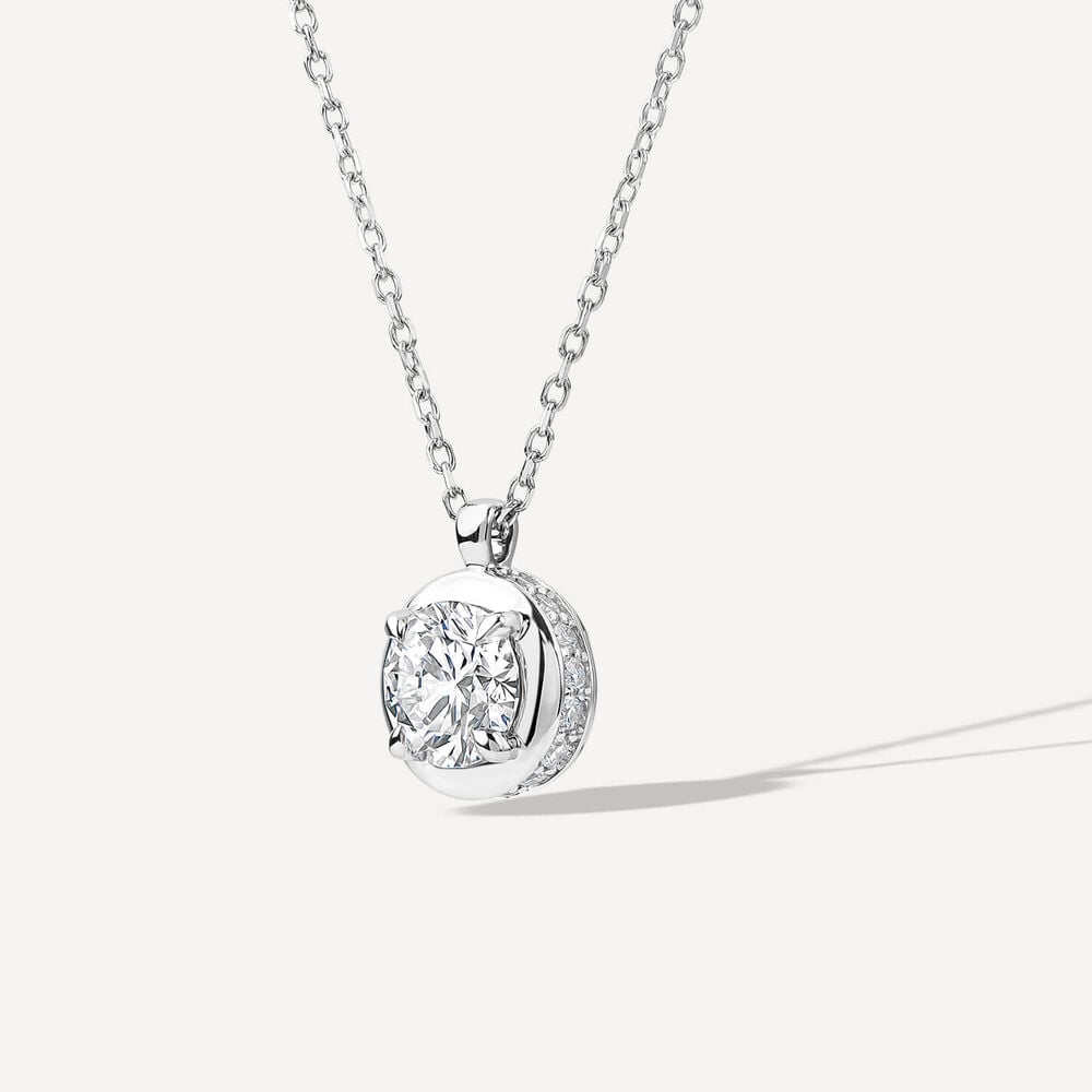 Born Orbit 9ct White Gold Lab Grown 0.82ct Round Diamond Pendant image number 1