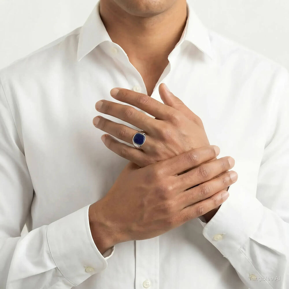 Sterling Silver Square Blue Lapis Signet Ring