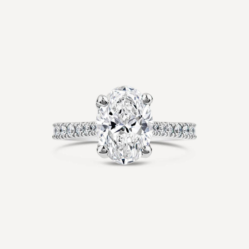 Born Platinum 1.70ct Oval Lab Grown Diamond Sides Ring image number 1