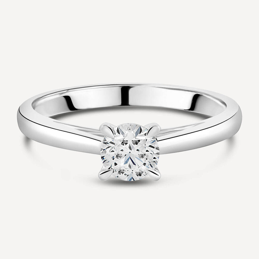 Platinum 0.50ct Round Diamond Four Claw Solitaire Ring image number 4