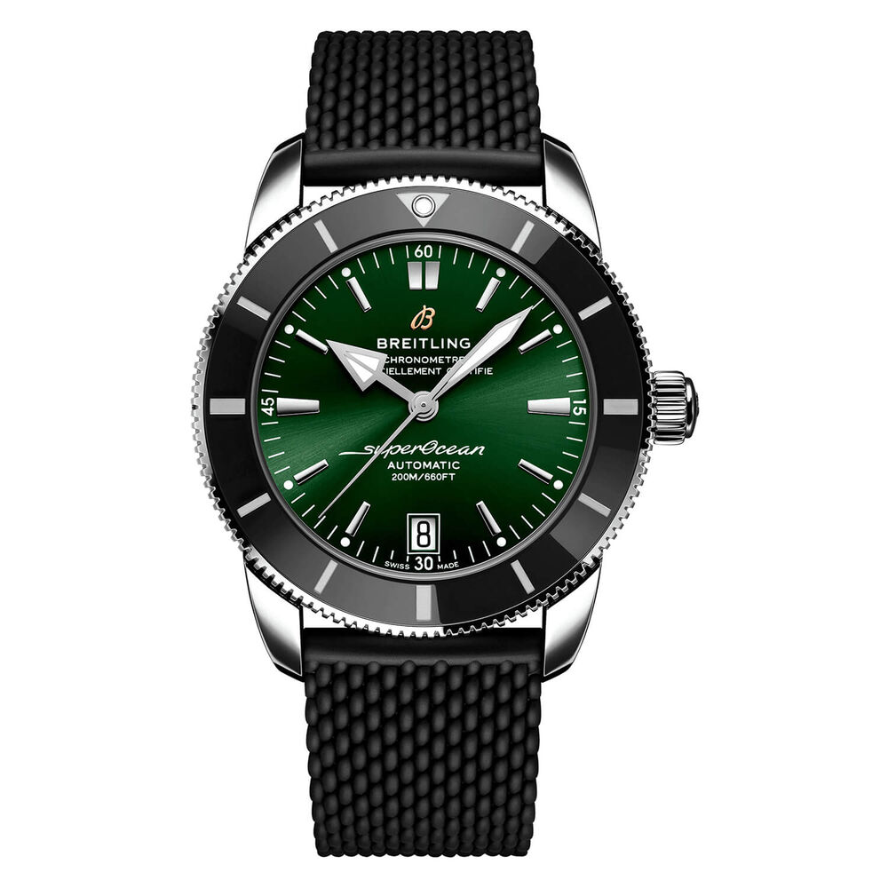 Breitling Superocean Heritage 42mm Green Dial Rubber Strap Watch
