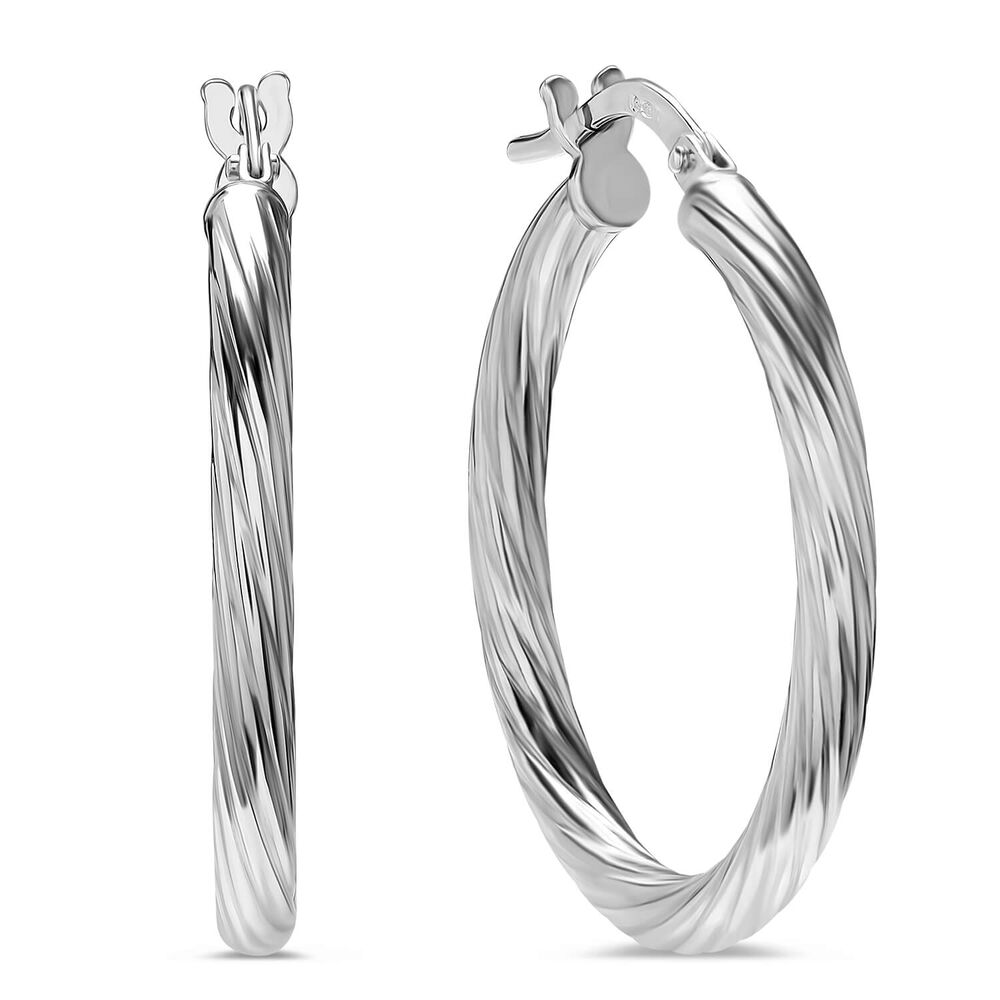 Sterling Silver Twisted Hoop 20mm Earrings image number 0