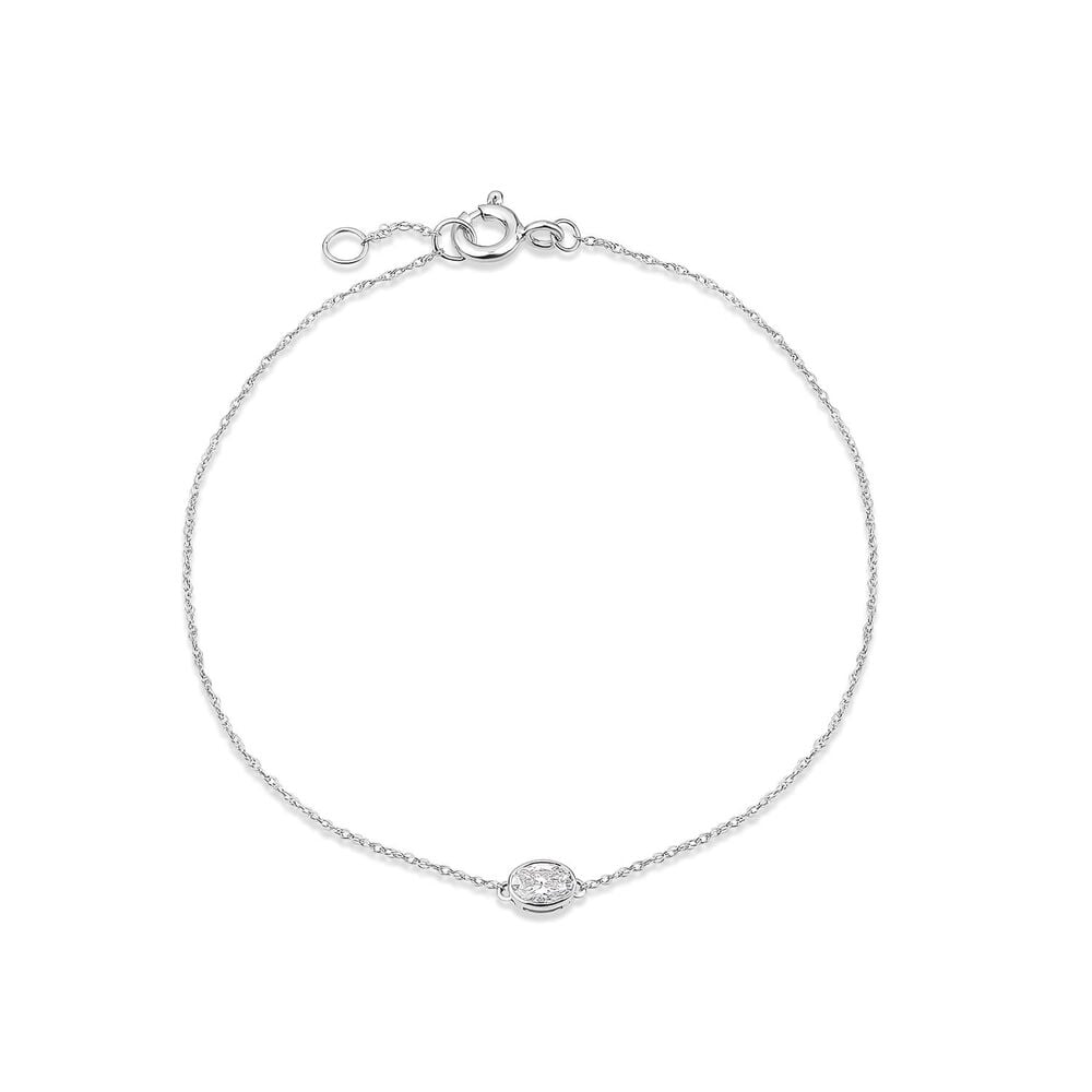 Born Kissed with Diamonds 9ct White Gold Lab Grown 0.20ct Oval Diamond Chain Bracelet image number 0