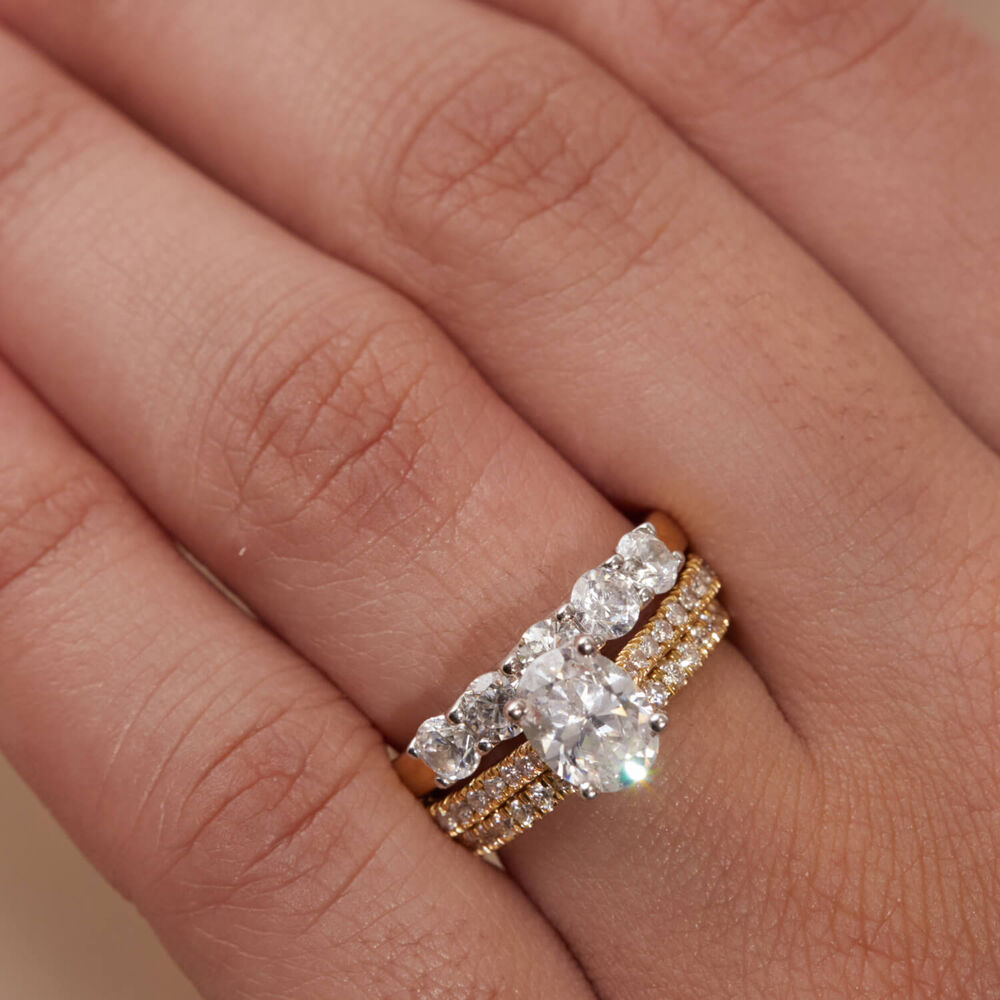 Born 18ct Yellow Gold Lab Grown 1.20ct Oval & Diamond Sides Ring image number 10