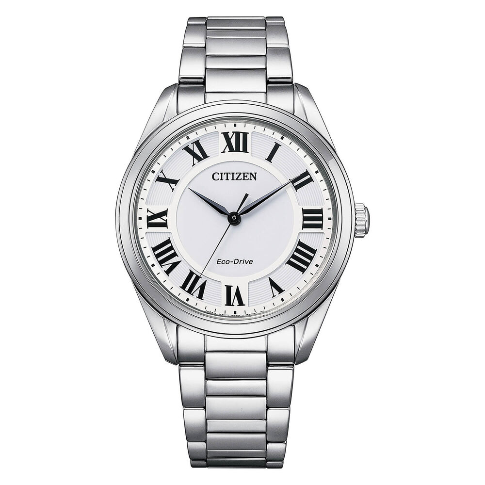 Citizen Eco-Drive Arezzo White Dial Steel Case Bracelt Watch