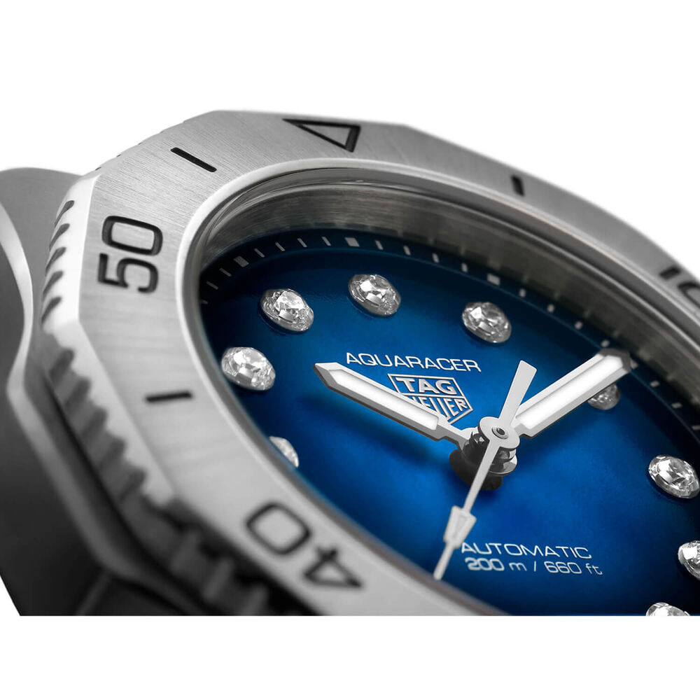 TAG Heuer Aquaracer Professional 200 Automatic 30mm Blue Diamond Dot Smokey Dial Bracelet Watch image number 6