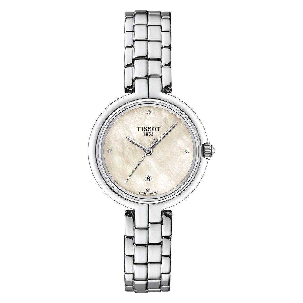 Tissot T-Lady Flamingo 30mm MOP Dial Diamond Dots Steel Bracelet Watch image number 0