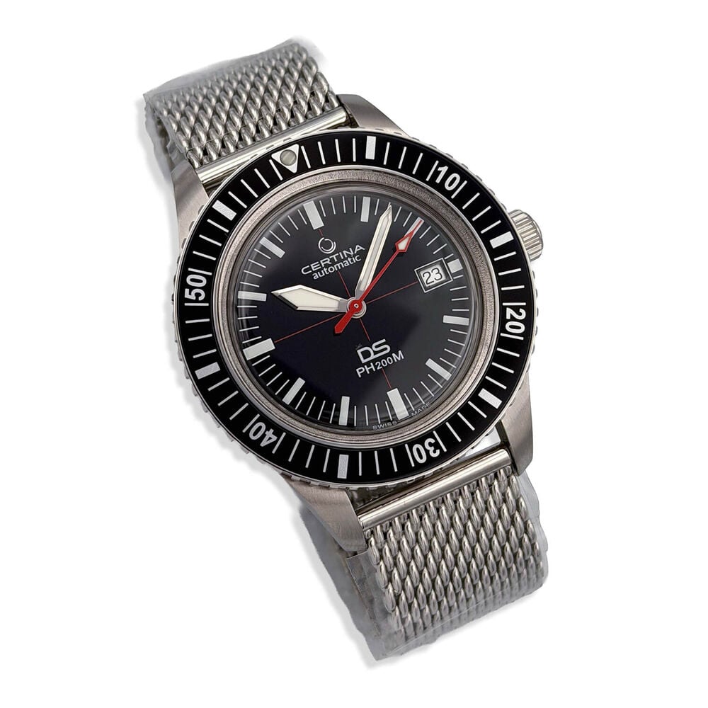 Pre-Owned Certina Heritage DS Ph200M Powermatic 80 Black Mesh Strap Steel Watch