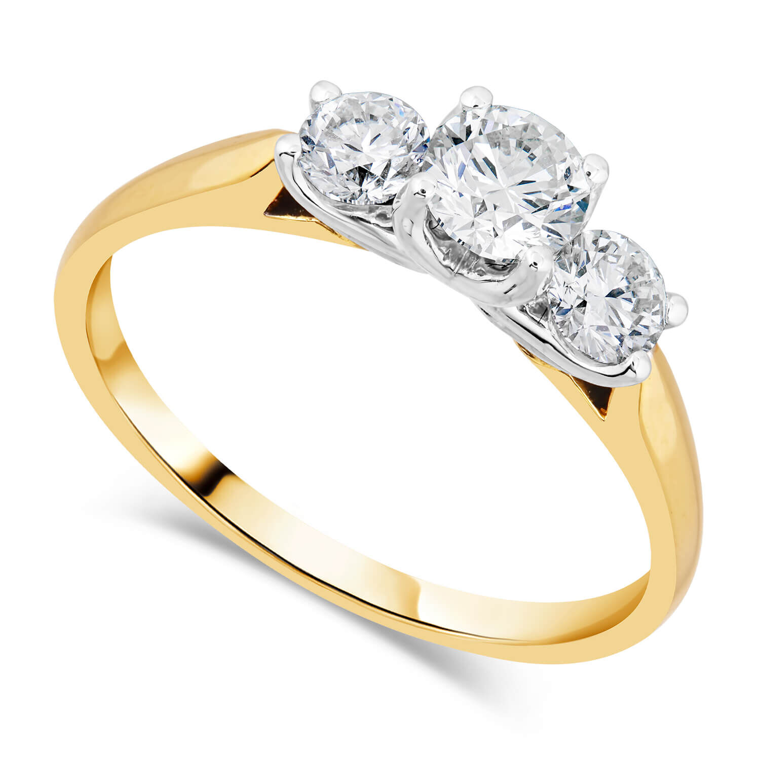 18ct gold 3 stone diamond outlet ring