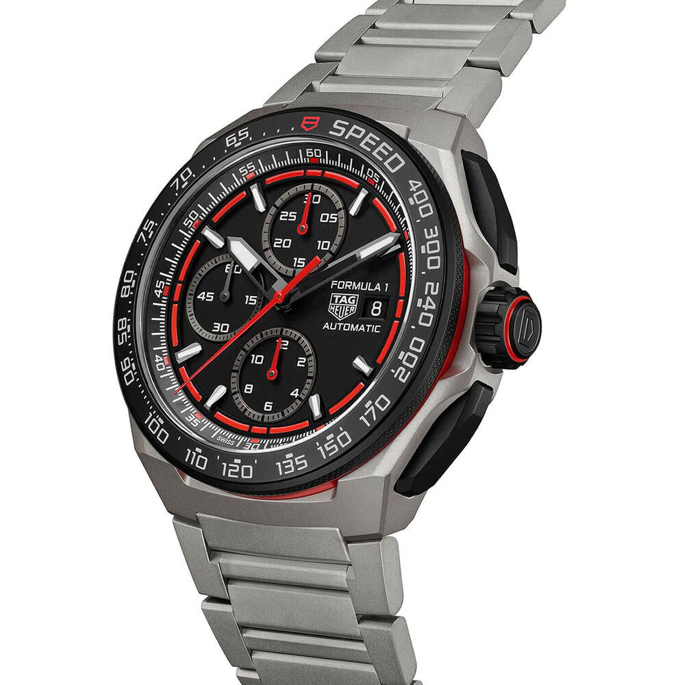 TAG Heuer Formula 1 Chronograph 44mm Black & Red Opalin Dial Titanium Bracelet Watch image number 1