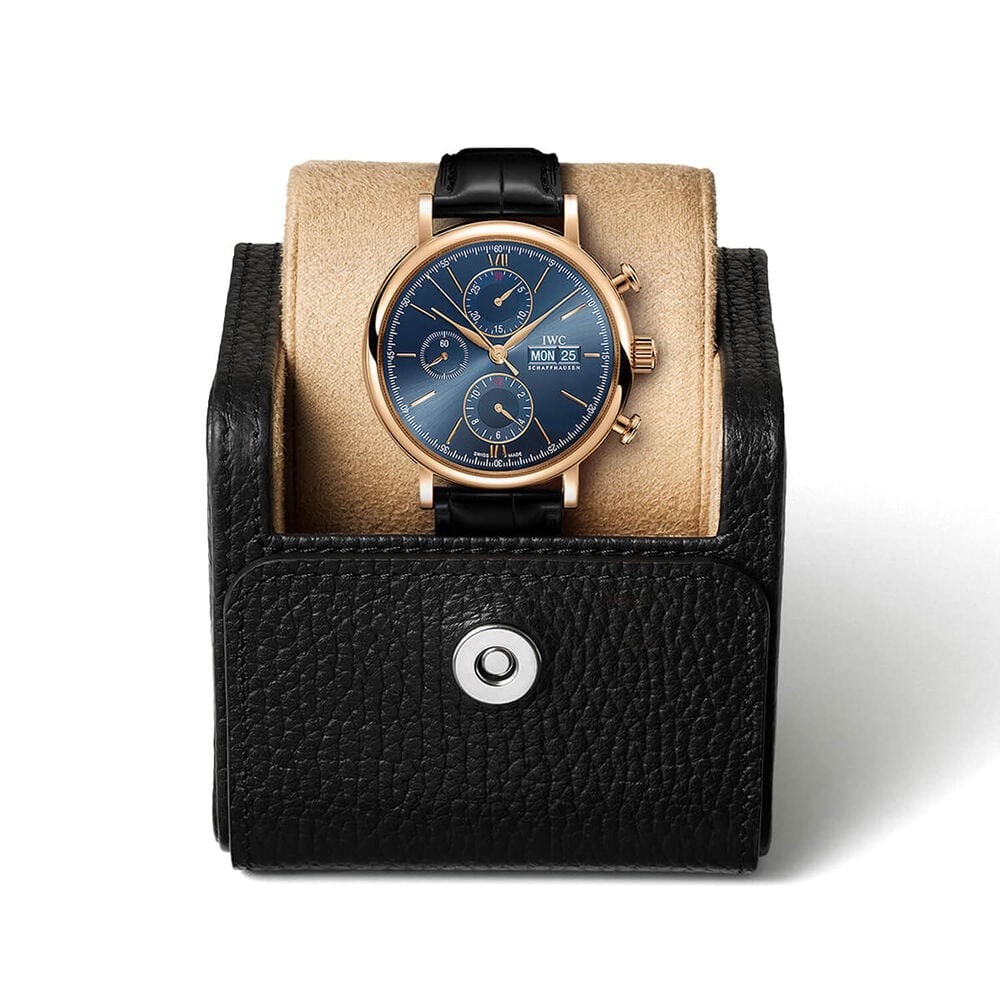 IWC Schaffhausen Portofino Chronograph Blue Dial Black Strap Watch image number 7