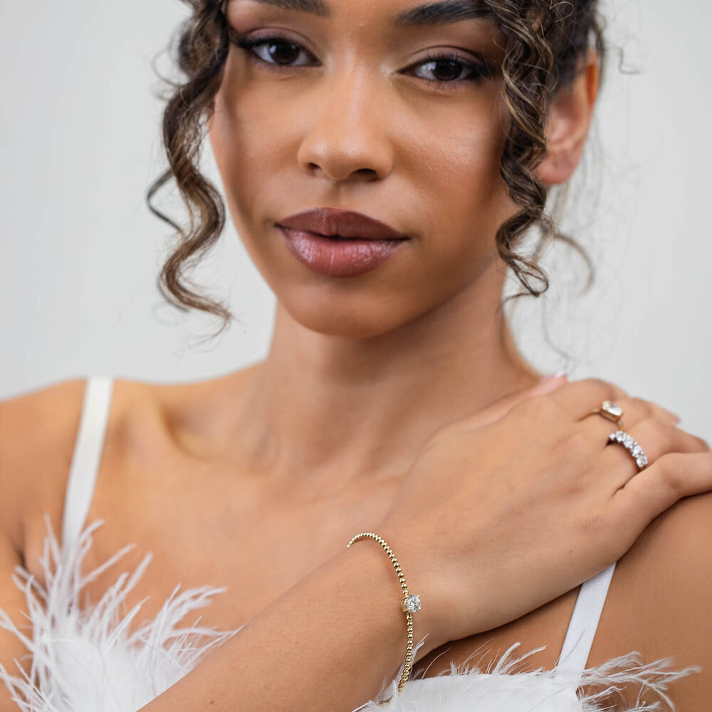 Born Granules 9ct Yellow Gold Lab Grown 1.00ct Round Diamond Beaded Bangle image number 11