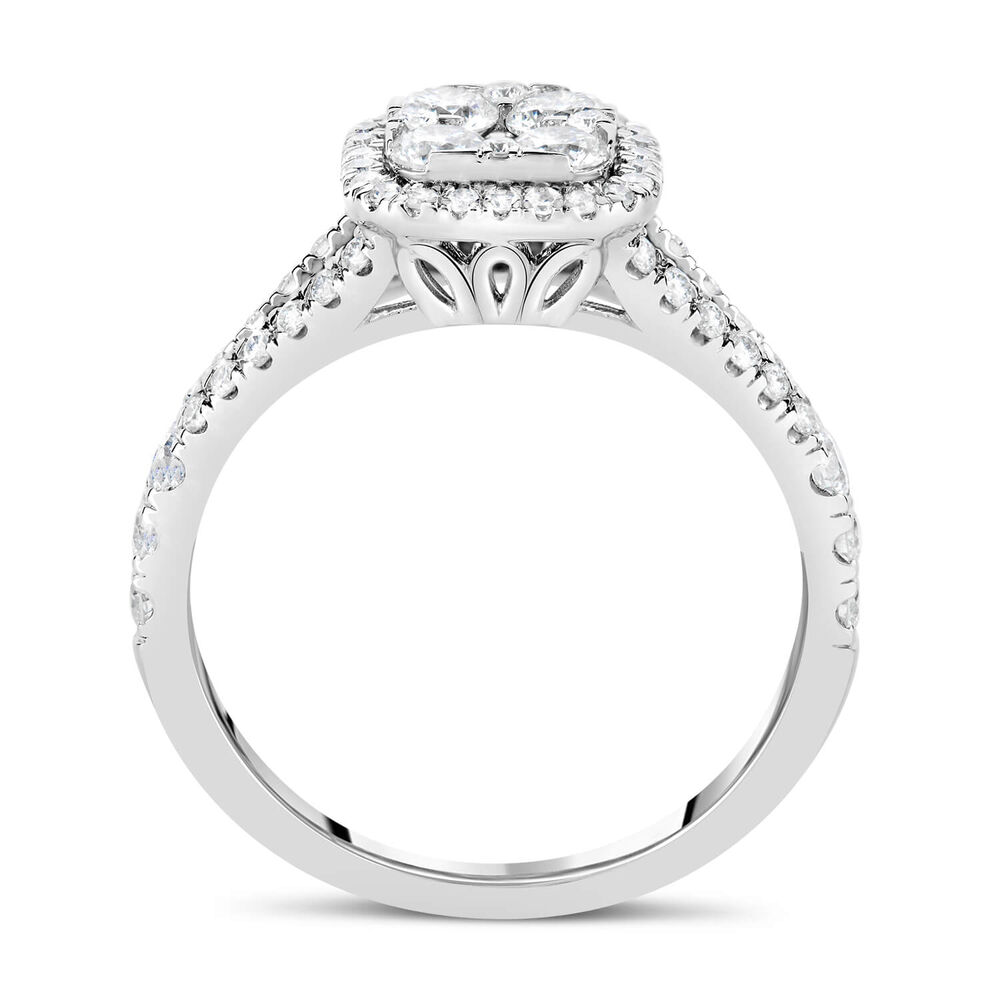 Platinum 1.00CT Diamond Cushion Cluster Split Shoulder Ring image number 5