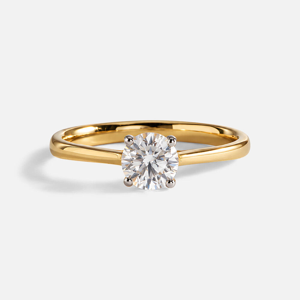 Classic 18ct Yellow Gold 0.50ct Round Brilliant Diamond Four Claw Solitaire Ring