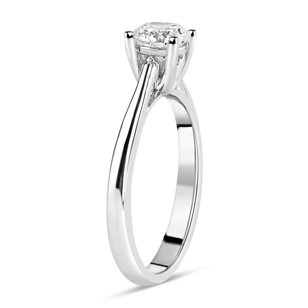18ct White Gold 0.75ct Round Diamond Tulip Setting Ring image number 3