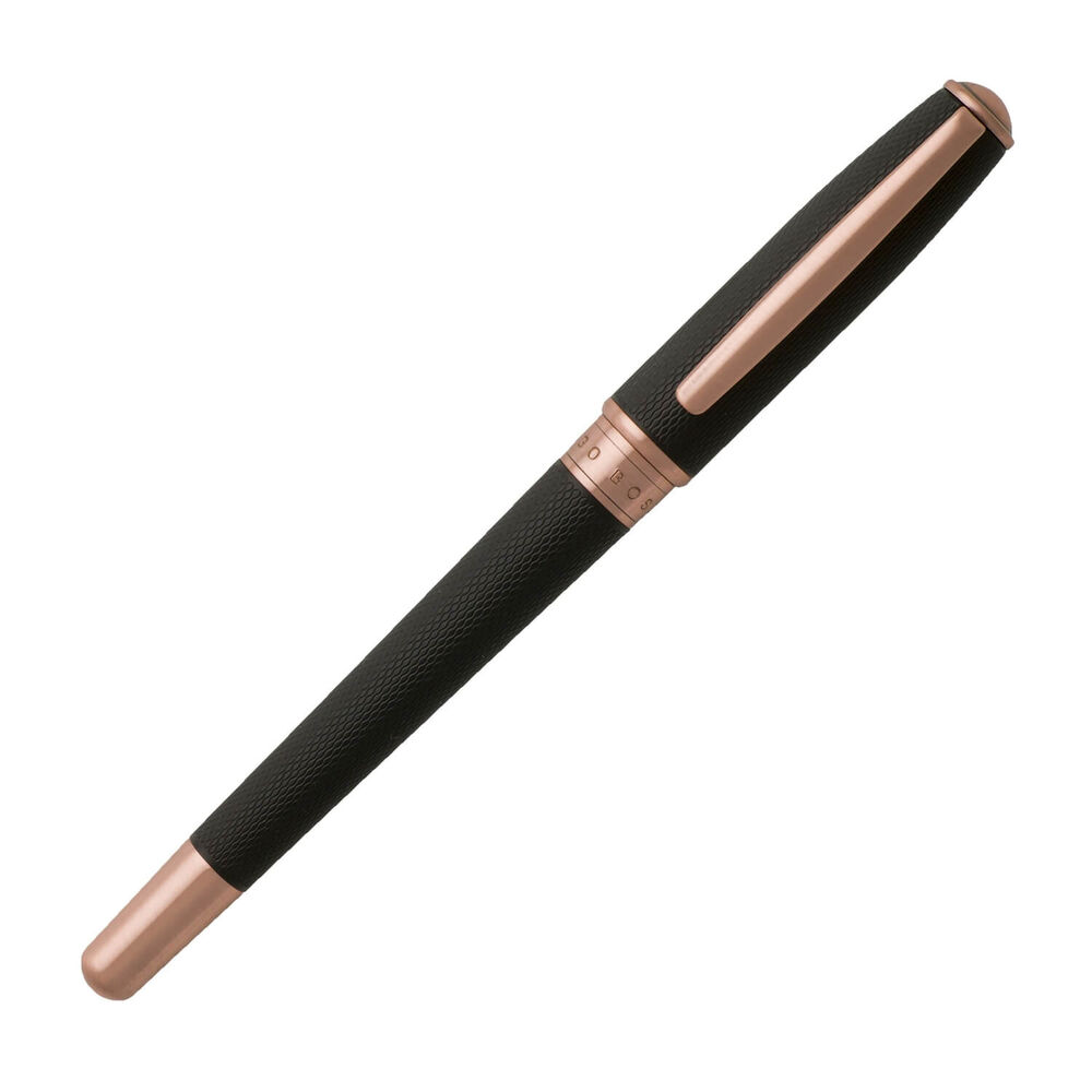 Hugo Boss Essential Two-Toned Black and Rose Gold Rollerbal Pen