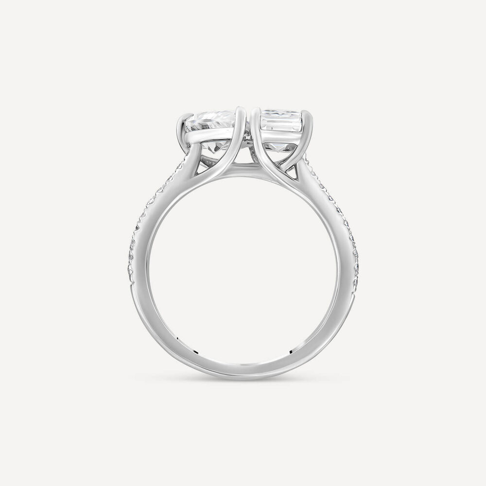 Born Platinum Toi Et Moi 2.15ct Lab Grown Pear & Emerald Diamond Ring image number 3