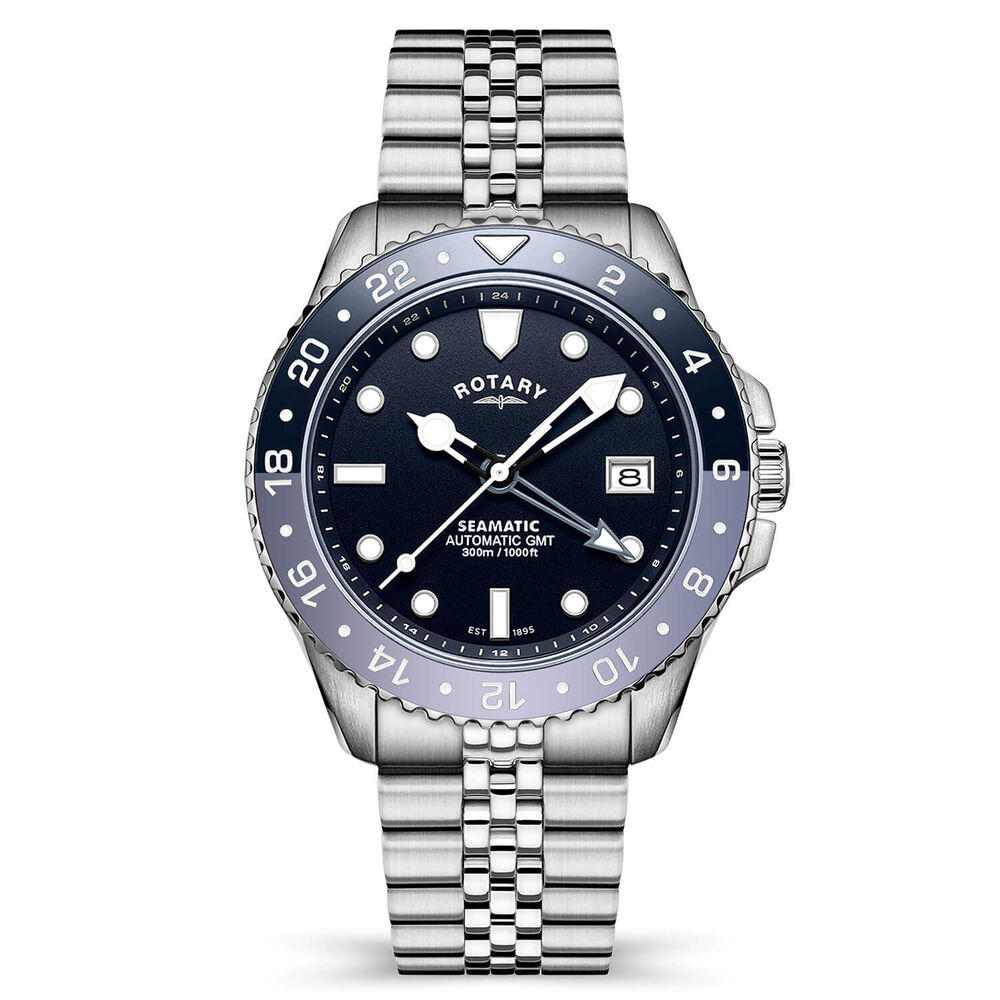 Rotary Seamatic GMT 300M 42mm Blue Dial Stainless Steel Bracelet Watch