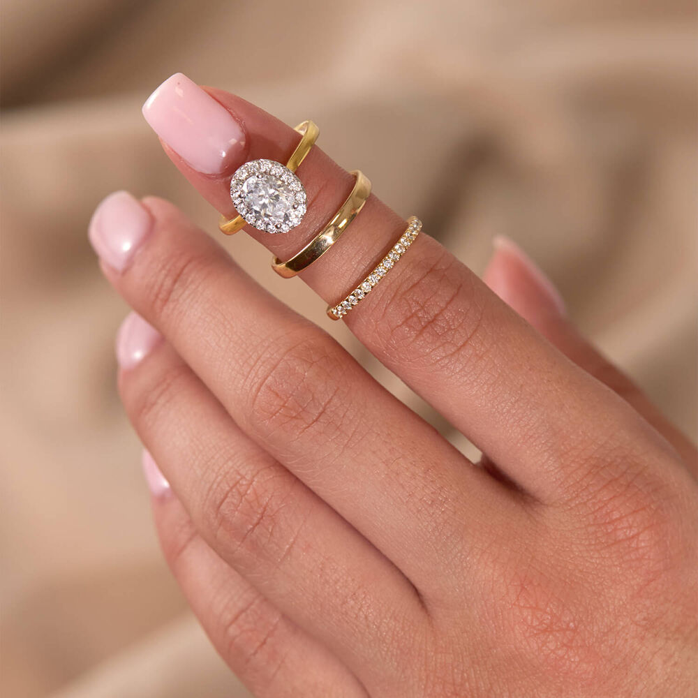 Born 18ct Yellow Gold 1.20ct Lab Grown Oval Halo Diamond Ring image number 6