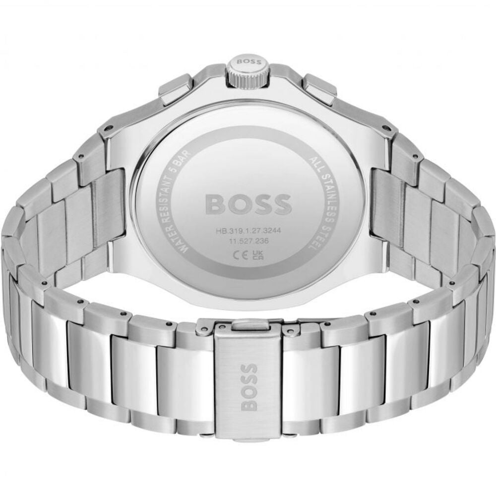 BOSS Taper 45mm Silver Chrono Dial Steel Case Bracelet Watch image number 1