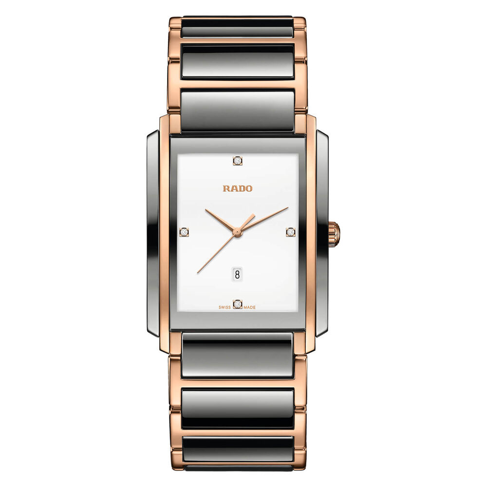 Rado Integral 31mm White Enamel Diamond Dot DIal Rose Gold&Plasma Case Bracelet Watch