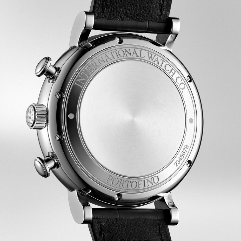 IWC Schaffhausen Portofino Chronograph Silver Dial Black Strap Watch image number 4
