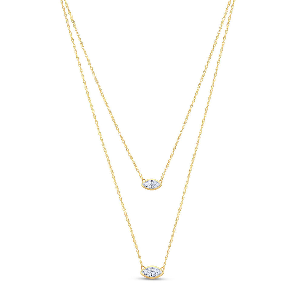 Born Contour 9ct Yellow Gold 0.40ct Marquise Lab Grown Diamond Double Necklet