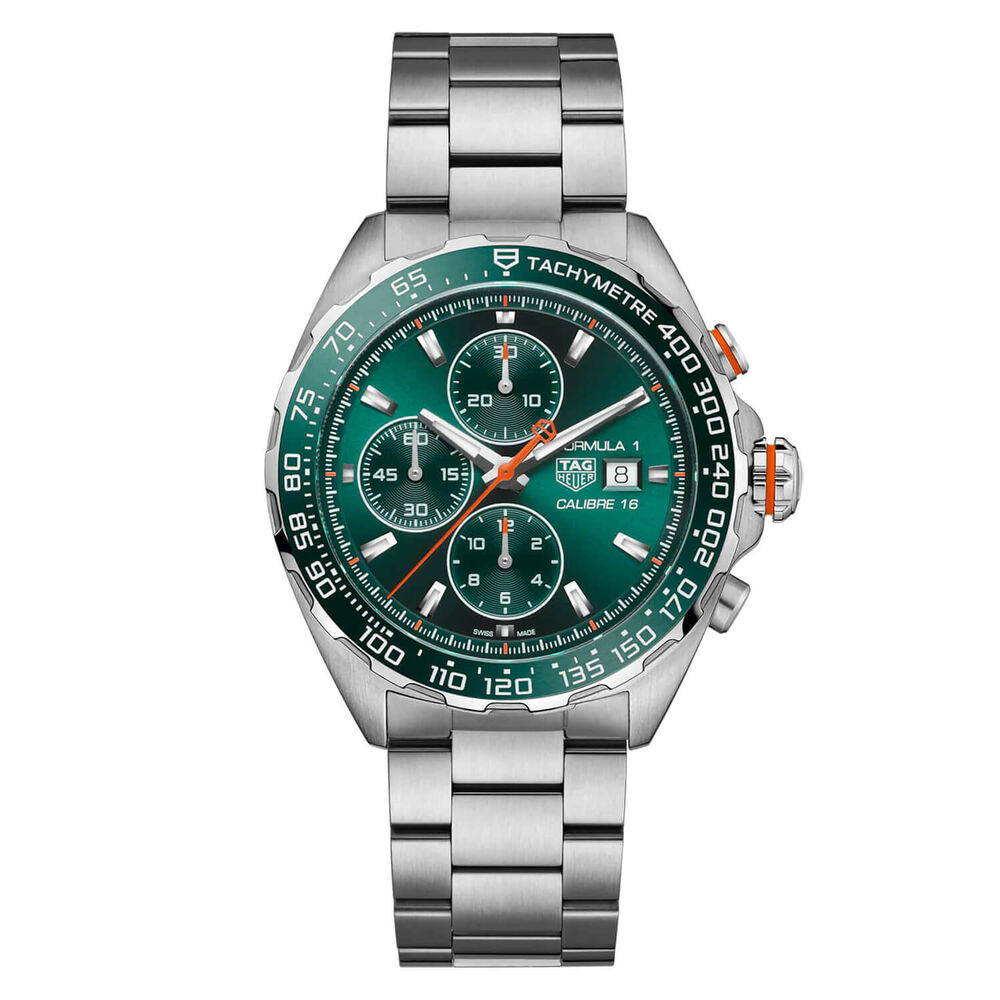 TAG Heuer Formula 1 Chronograph 44mm Green Dial Steel Bracelet Watch image number 0