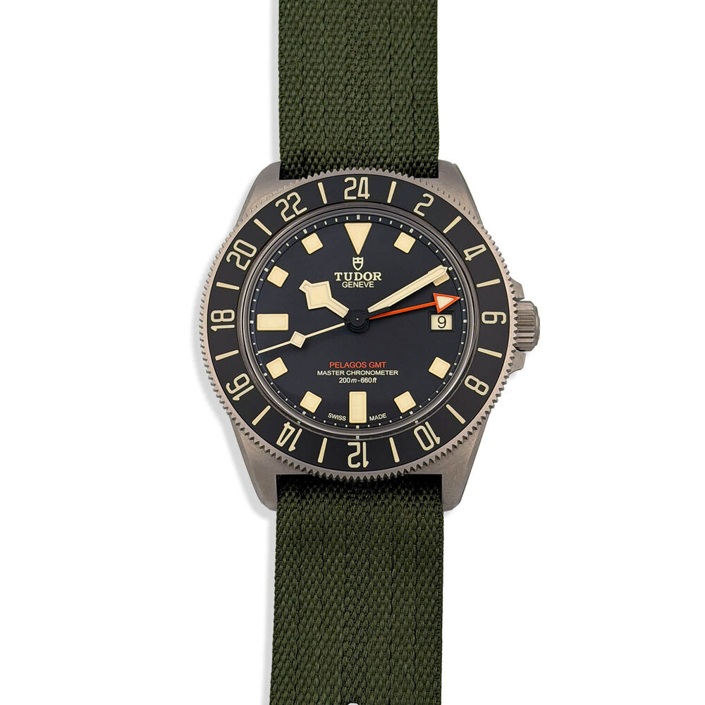 Pre-Owned TUDOR Pelagos FXD GMT 42mm Matte Black Dial Green Fabric Strap Watch image number 0