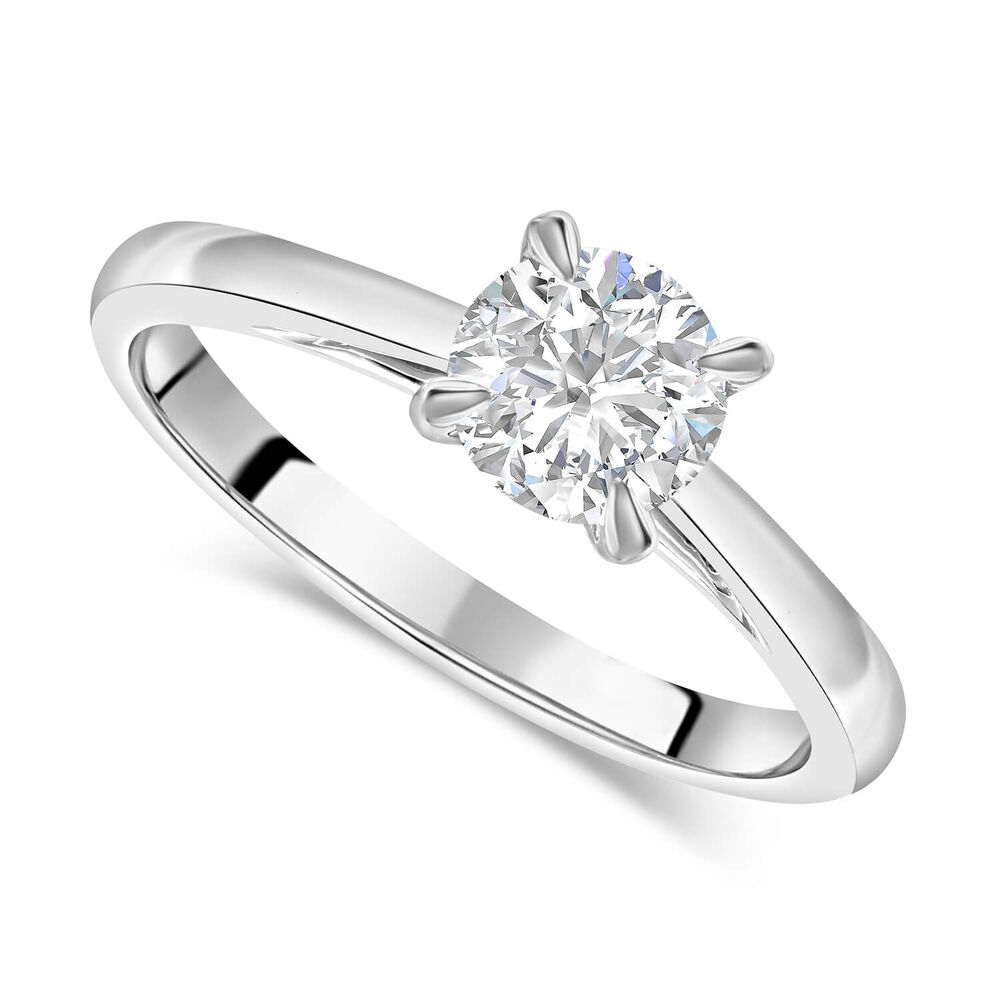 Platinum 0.71ct Round Diamond Four Claw Solitaire Ring image number 0