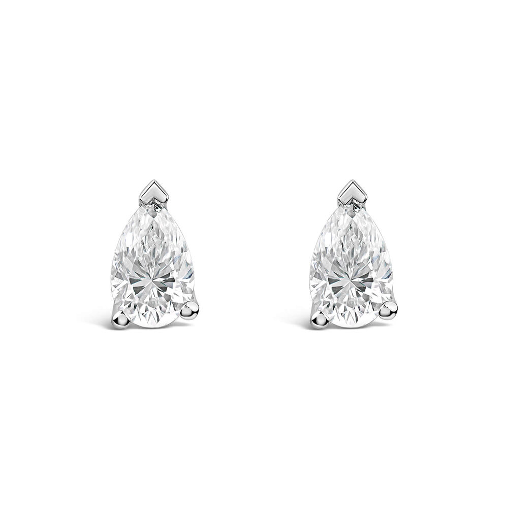 Born 9ct White Gold 0.50ct Lab Grown Pear Diamond Stud Earrings image number 0