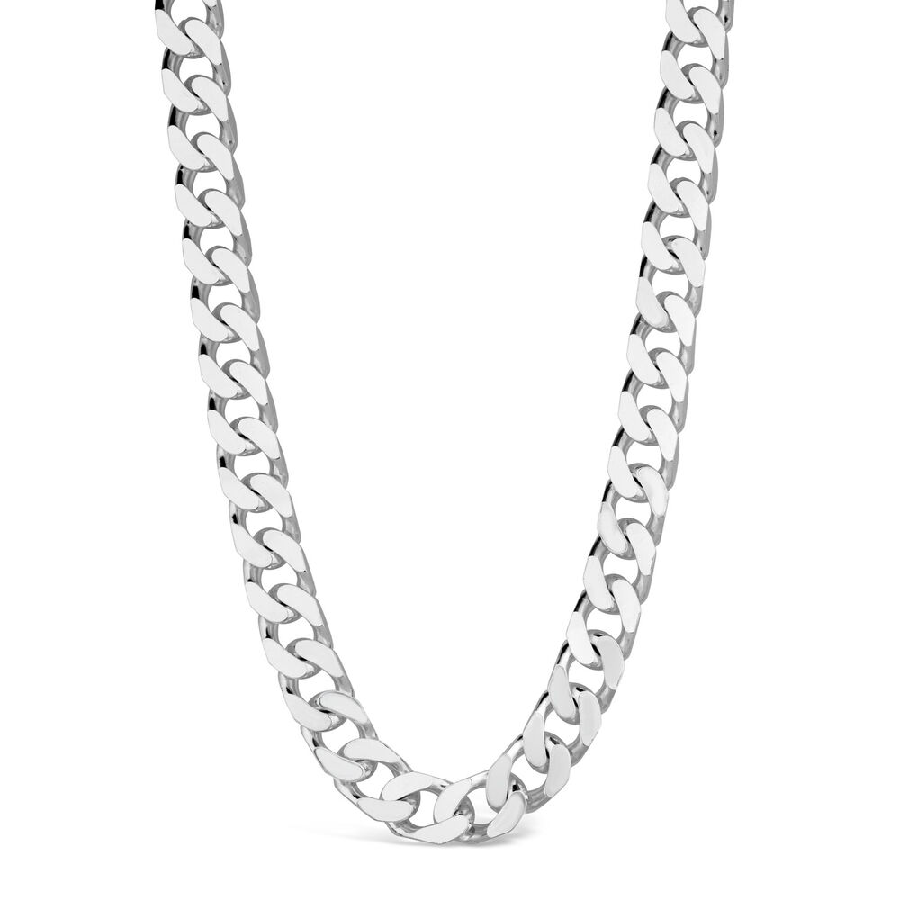 Gents Sterling Silver Heavy Curb Link Chain Necklace