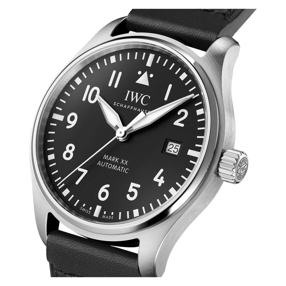 IWC Schaffahausen Pilot Mark18 Petit Prince 40mm Black Dial Leather Strap Watch image number 2