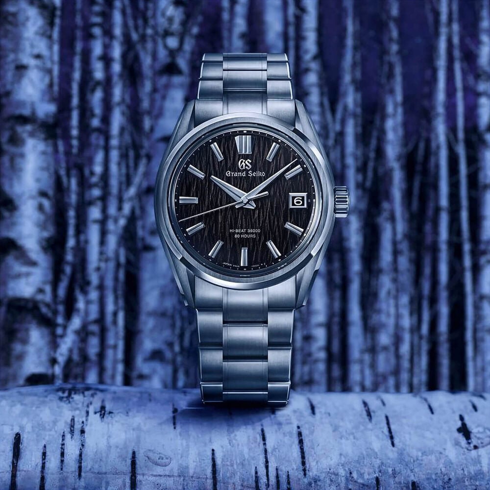 Grand Seiko Evolution 9 'Night Birch' Hi-Beat 40mm Black Dial Titanium Bracelet Watch