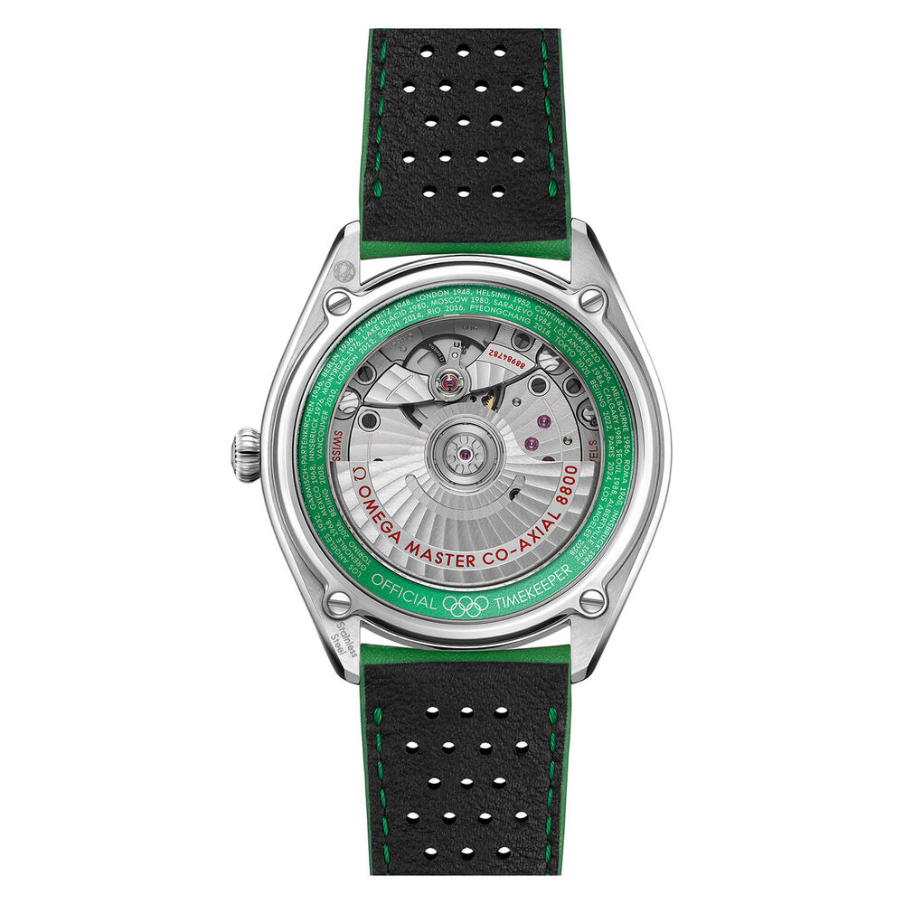 Omega Limited Edition Official Olympic Green Leather Men's Watch image number 2
