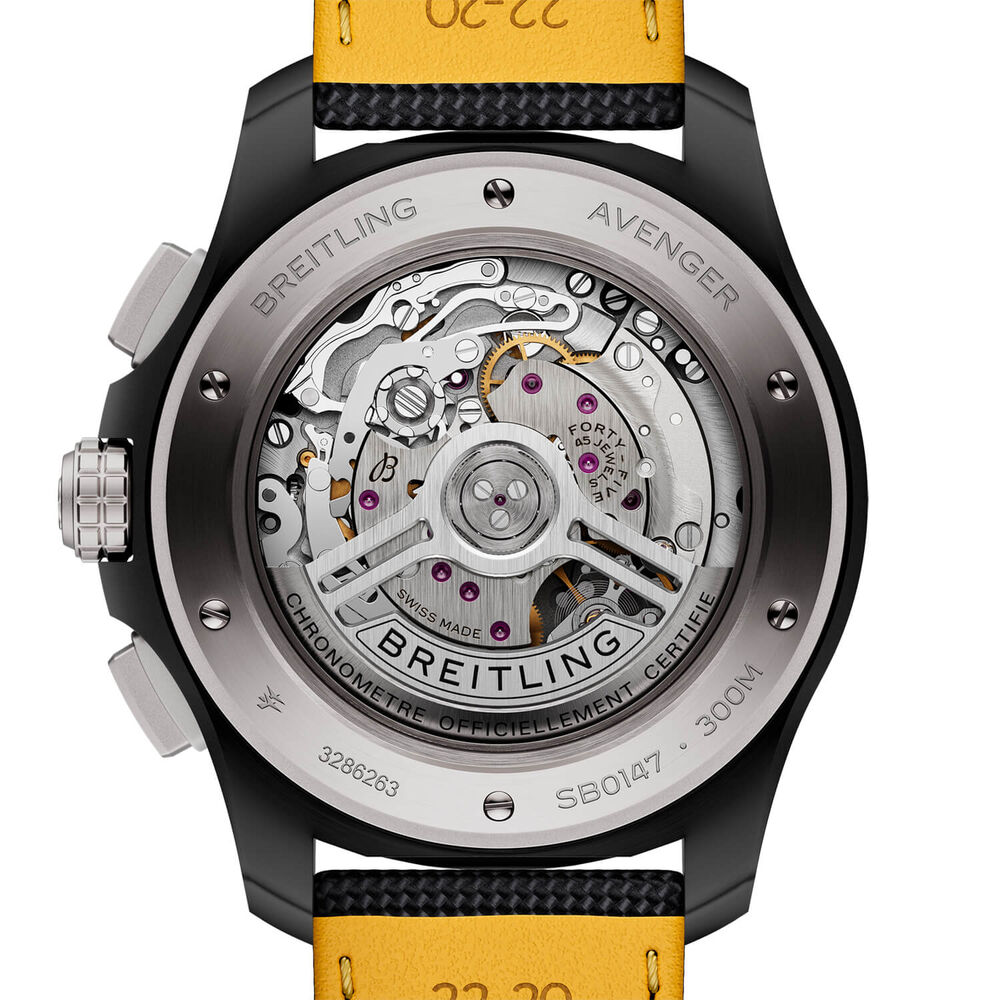 Breitling Avenger B01 Chronograph 44mm Black Dial & Ceramic Case & Black Leather Strap Watch
