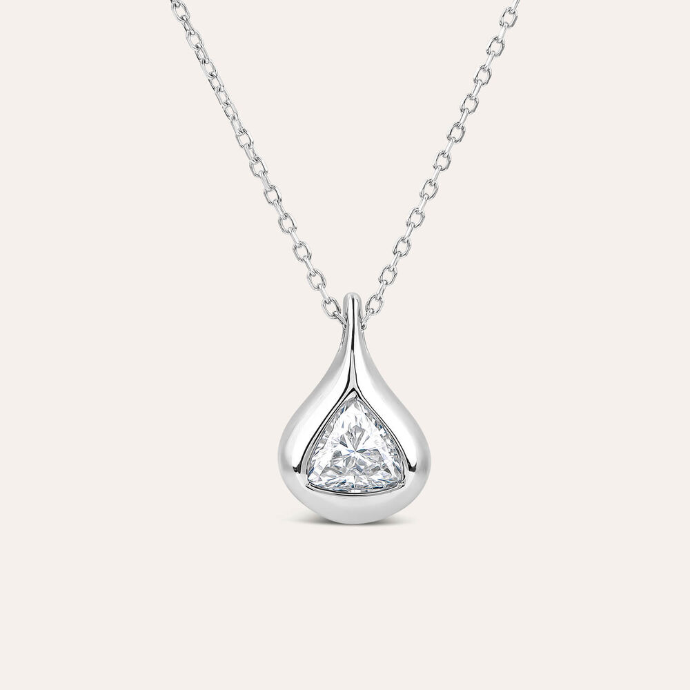 Born Orbit 9ct White Gold Lab Grown 0.50ct Trillion Cut Diamond Pendant