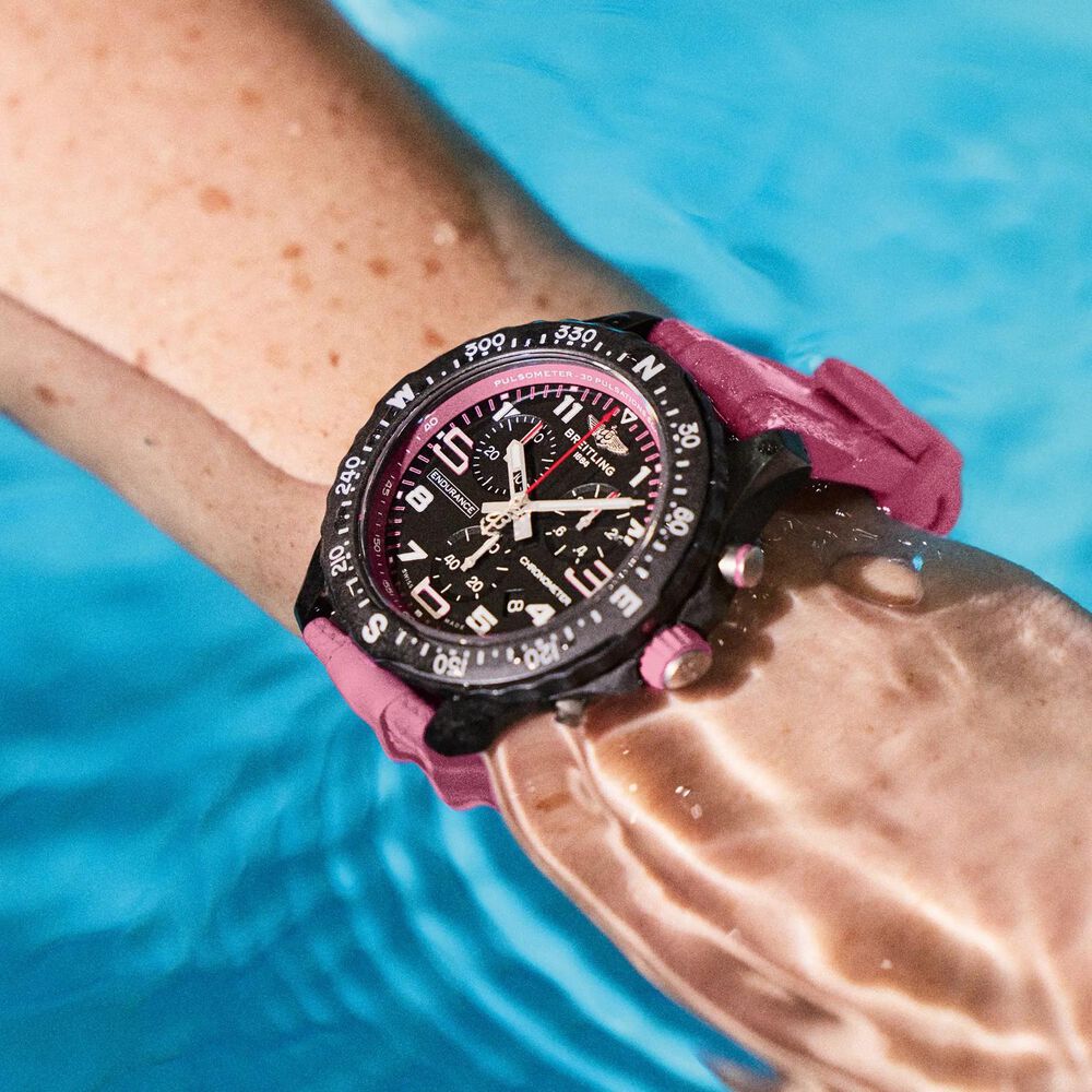 Breitling Endurance Pro 38mm Black Dial Pink Rubber Strap Watch image number 4