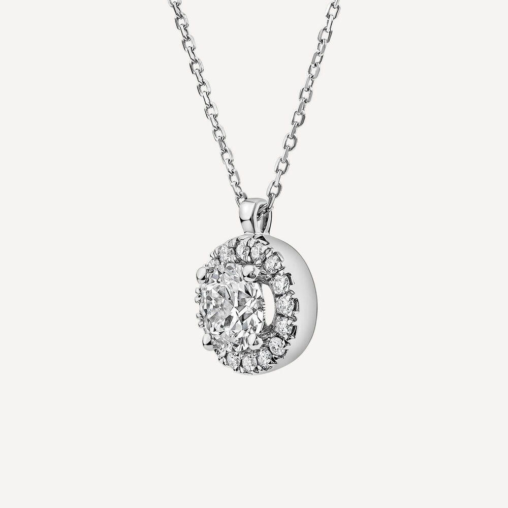 Born 9ct White Gold Lab Grown 0.83ct Halo Diamond Pendant