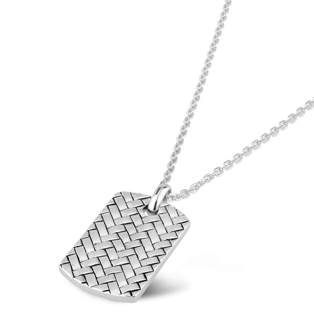 Gents Silver Oxidized Pattern Dog Tag Pendant