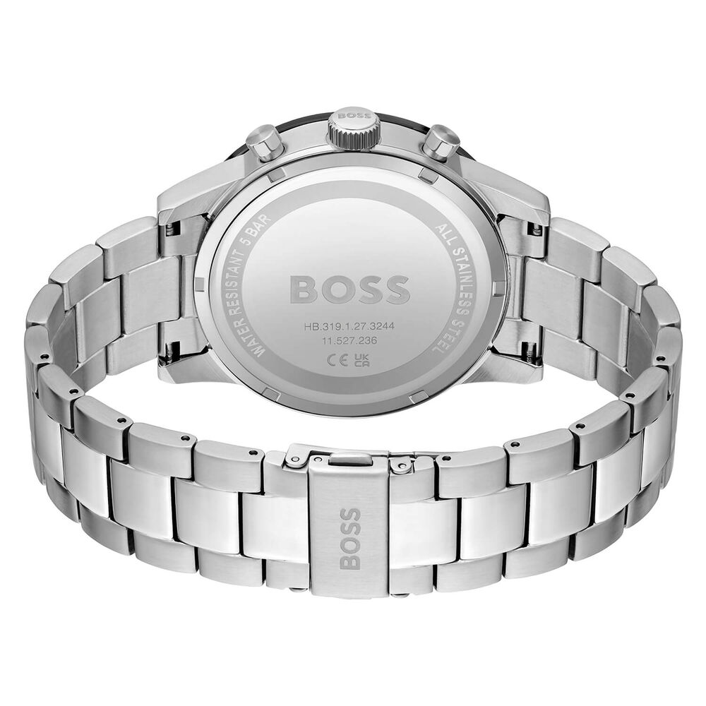 Hugo Boss Allure Chronograph 44mm Quartz Black Dial Red Detail Steel Case Bracelet Watch image number 3