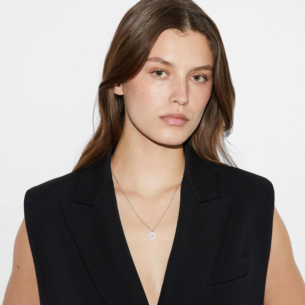 Gucci Interlocking Silver Pendant Chain Necklace