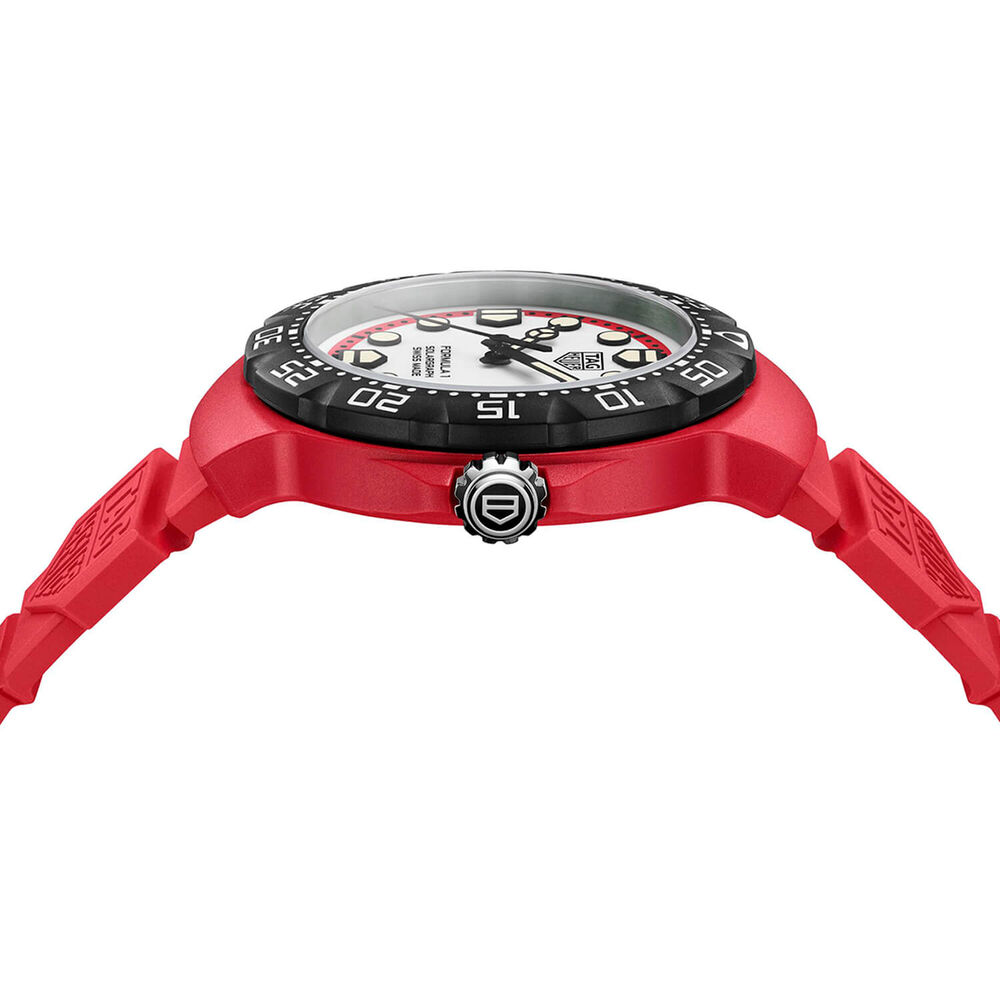 TAG Heuer Formula 1 Solargraph 38mm White Dial Black Bezel Red Rubber Strap Watch image number 3