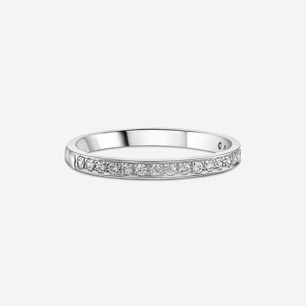 9ct White Gold 2mm 0.15ct Diamond Pave Set Wedding Ring image number 2