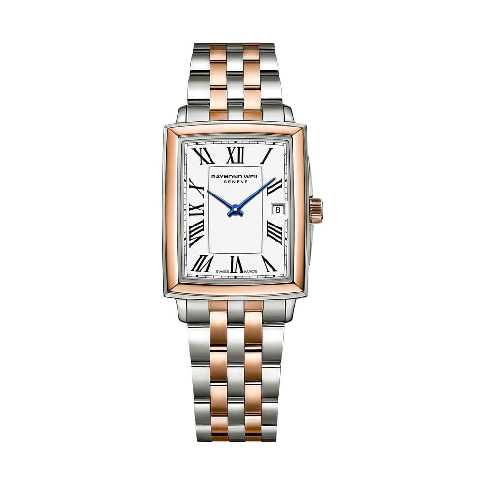 Raymond Weil Toccata Square 22x28mm White Dial Two Tone Steel Bracelet Watch