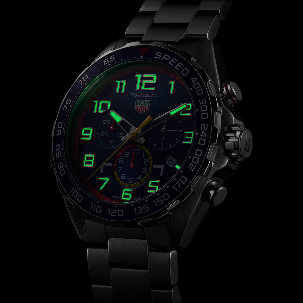 TAG Heuer Formula 1 Red Bull Quartz 43mm Chronograph Blue Dial Steel Case Bracelet Watch image number 8